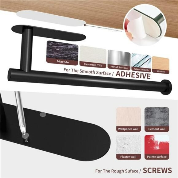 Stainless Steel Under Cabinet Paper Towel Holder Wall Mount Kitchen Rack - Picture 6 of 7